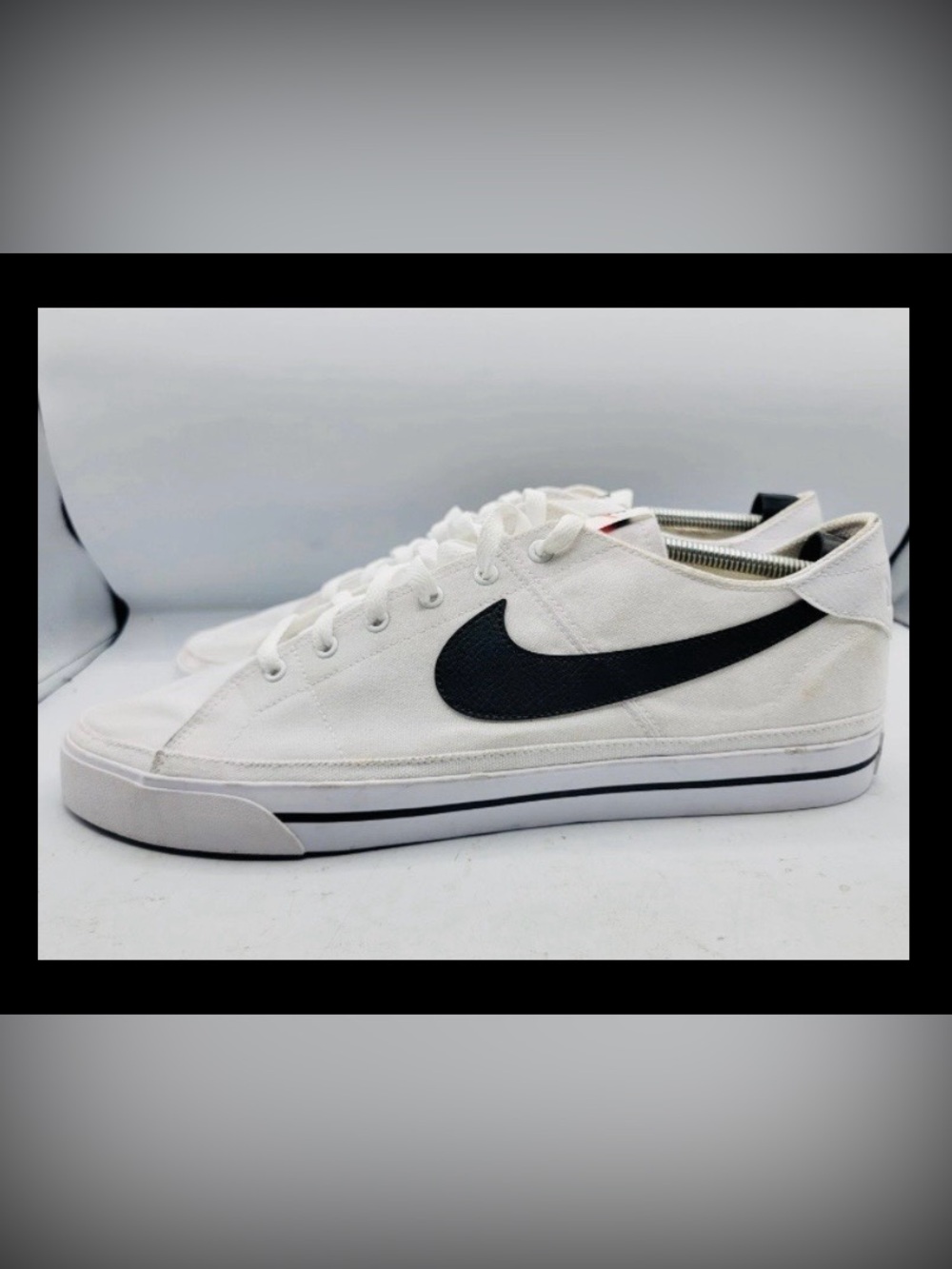 Nike Court Legacy White Black Canvas Casual Sneakers CW6539-101 Shoes-Mens 14